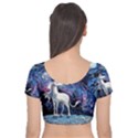 Unicorn Starry Night Velvet Short Sleeve Crop Top  View2