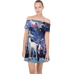 Unicorn Starry Night Off Shoulder Chiffon Dress