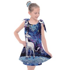 Unicorn Starry Night Kids  Tie Up Tunic Dress by Jancukart