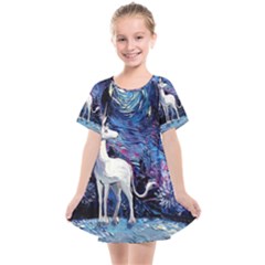 Unicorn Starry Night Kids  Smock Dress by Jancukart