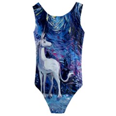 Unicorn Starry Night Kids  Cut-out Back One Piece Swimsuit