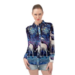 Unicorn Starry Night Long Sleeve Chiffon Shirt