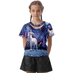 Unicorn Starry Night Kids  Front Cut Tee