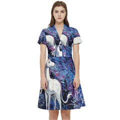 Unicorn Starry Night Short Sleeve Waist Detail Dress