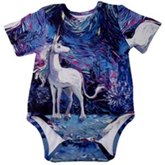 Unicorn Starry Night Baby Short Sleeve Onesie Bodysuit