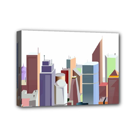 City-urban-buildings-skyscraper Mini Canvas 7  X 5  (stretched) by Jancukart