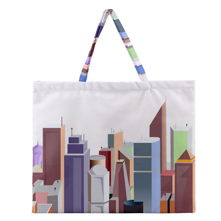 City-urban-buildings-skyscraper Zipper Large Tote Bag