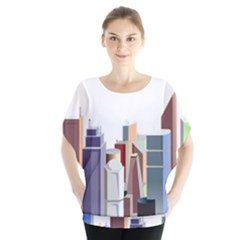 City-urban-buildings-skyscraper Batwing Chiffon Blouse