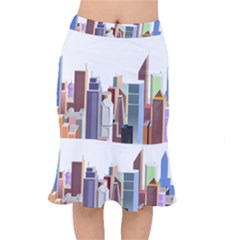 City-urban-buildings-skyscraper Short Mermaid Skirt