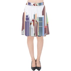 City-urban-buildings-skyscraper Velvet High Waist Skirt