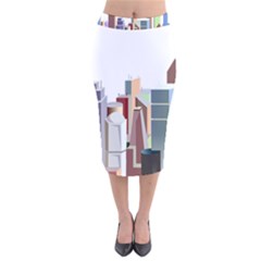 City-urban-buildings-skyscraper Velvet Midi Pencil Skirt by Jancukart