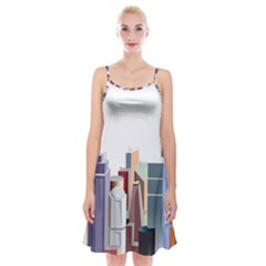 City-urban-buildings-skyscraper Spaghetti Strap Velvet Dress