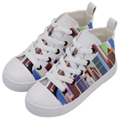 City-urban-buildings-skyscraper Kids  Mid-top Canvas Sneakers