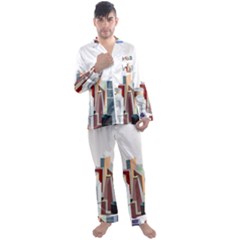 City-urban-buildings-skyscraper Men s Long Sleeve Satin Pajamas Set