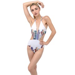 City-urban-buildings-skyscraper Plunging Cut Out Swimsuit