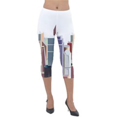 City-urban-buildings-skyscraper Lightweight Velour Capri Leggings 