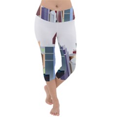 City-urban-buildings-skyscraper Lightweight Velour Capri Yoga Leggings