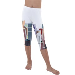 City-urban-buildings-skyscraper Kids  Lightweight Velour Capri Leggings 