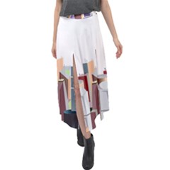 City-urban-buildings-skyscraper Velour Split Maxi Skirt