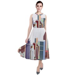 City-urban-buildings-skyscraper Round Neck Boho Dress