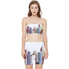 City-urban-buildings-skyscraper Stretch Shorts And Tube Top Set by Jancukart