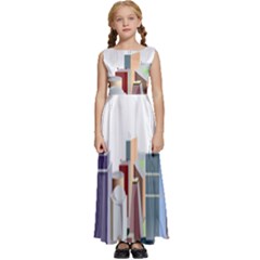 City-urban-buildings-skyscraper Kids  Satin Sleeveless Maxi Dress by Jancukart