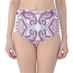 Pink Flower Cartoon Classic High-waist Bikini Bottoms