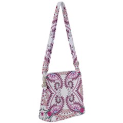 Pink Flower Cartoon Zipper Messenger Bag