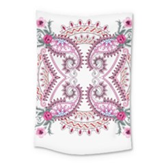 Pink Flower Cartoon Small Tapestry