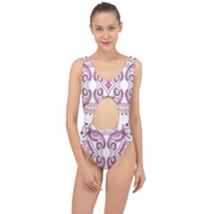 Pink Flower Cartoon Center Cut Out Swimsuit