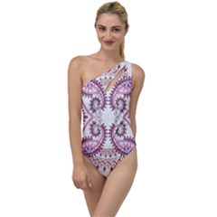 Pink Flower Cartoon To One Side Swimsuit