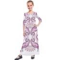 Pink Flower Cartoon Kids  Quarter Sleeve Maxi Dress View1