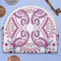 Pink Flower Cartoon Horseshoe Style Canvas Pouch