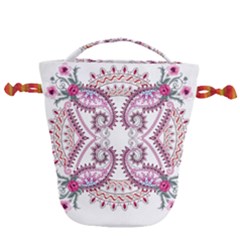 Pink Flower Cartoon Drawstring Bucket Bag