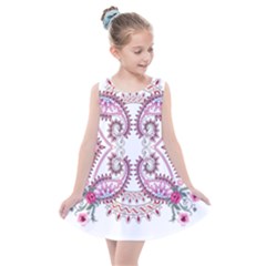 Pink Flower Cartoon Kids  Summer Dress