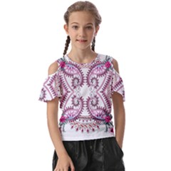 Pink Flower Cartoon Kids  Butterfly Cutout Tee