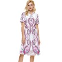 Pink Flower Cartoon Button Top Knee Length Dress View1