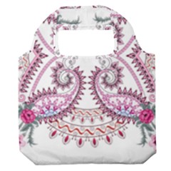 Pink Flower Cartoon Premium Foldable Grocery Recycle Bag