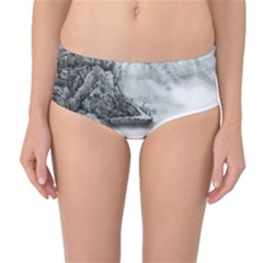 Ink-wash-painting-mountain-rolling-mountains Mid-waist Bikini Bottoms