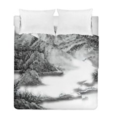 Ink-wash-painting-mountain-rolling-mountains Duvet Cover Double Side (full/ Double Size) by Jancukart