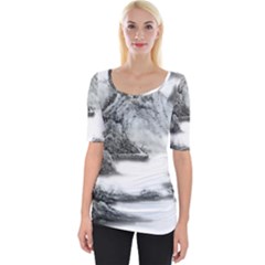 Ink-wash-painting-mountain-rolling-mountains Wide Neckline Tee