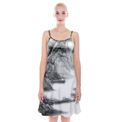 Ink-wash-painting-mountain-rolling-mountains Spaghetti Strap Velvet Dress