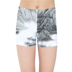 Ink-wash-painting-mountain-rolling-mountains Kids  Sports Shorts