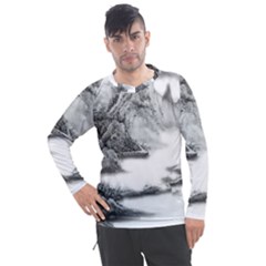 Ink-wash-painting-mountain-rolling-mountains Men s Pique Long Sleeve Tee