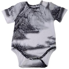 Ink-wash-painting-mountain-rolling-mountains Baby Short Sleeve Onesie Bodysuit by Jancukart