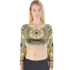 Motif-circle-vintage-circular-pattern Long Sleeve Crop Top