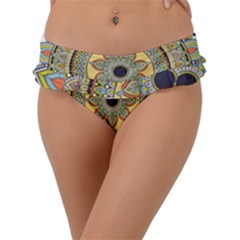 Motif-circle-vintage-circular-pattern Frill Bikini Bottom