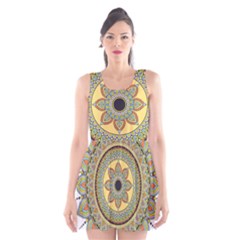 Motif-circle-vintage-circular-pattern Scoop Neck Skater Dress