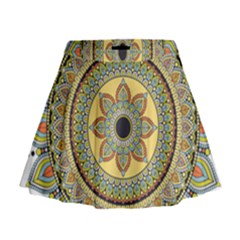 Motif-circle-vintage-circular-pattern Mini Flare Skirt