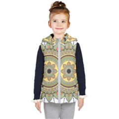 Motif-circle-vintage-circular-pattern Kids  Hooded Puffer Vest